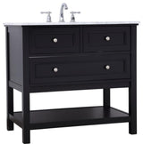 Elegant Decor Metropolis 36" Single Marble Top Bathroom Vanity in Black