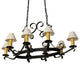 56" Long Handforged Oval 8 Light WithDownlight Chandelier