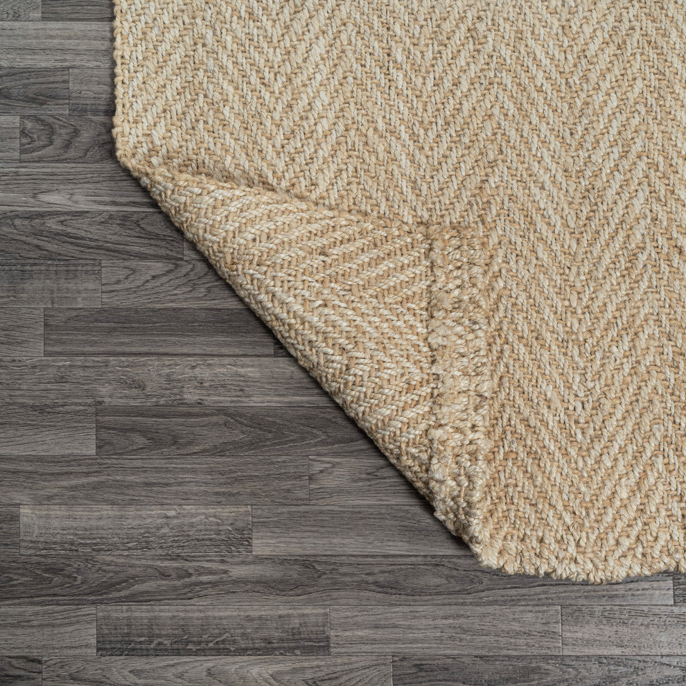 Espina Hand Woven Herringbone Chunky Jute Ivory 8 x 10 Rug