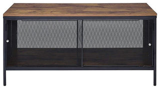 Wood Coffee Table With 1 Compartment, Antique Oak and Black