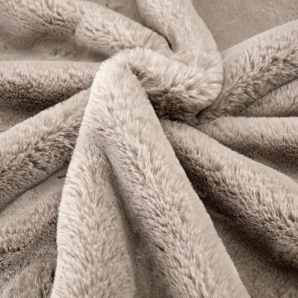 Heavy Faux Fur Throw, Pure Cashmere, 60"x80"