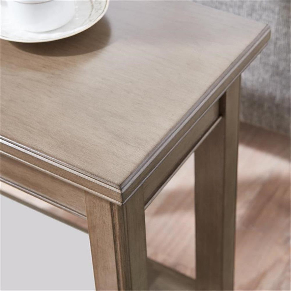 Leick Home 10505-GR Laurent Solid Wood Narrow End Table with Shelf in Smoke Gray