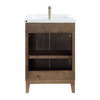 Palos Bathroom Vanity, Spruce Aged Brown, 24", Ceramic Top, No Mirror