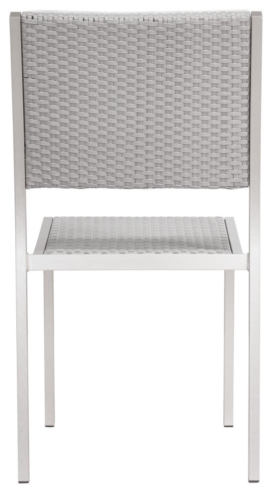 Dining Chair Armchair, Set of 2, Aluminum, Metal, Gray, Silver, Outdoor Patio