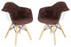LeisureMod Willow Velvet Eiffel Wooden Base Accent Chair Set of 2