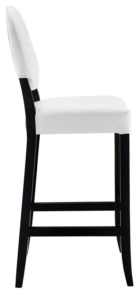Modern Urban Contemporary Bar Stool Set of 2, White Faux Leather