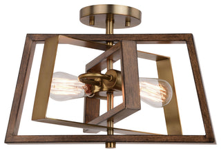 Vaxcel Lighting C0251 Dunning 2 Light 16"W Semi-Flush Ceiling - Natural Brass /