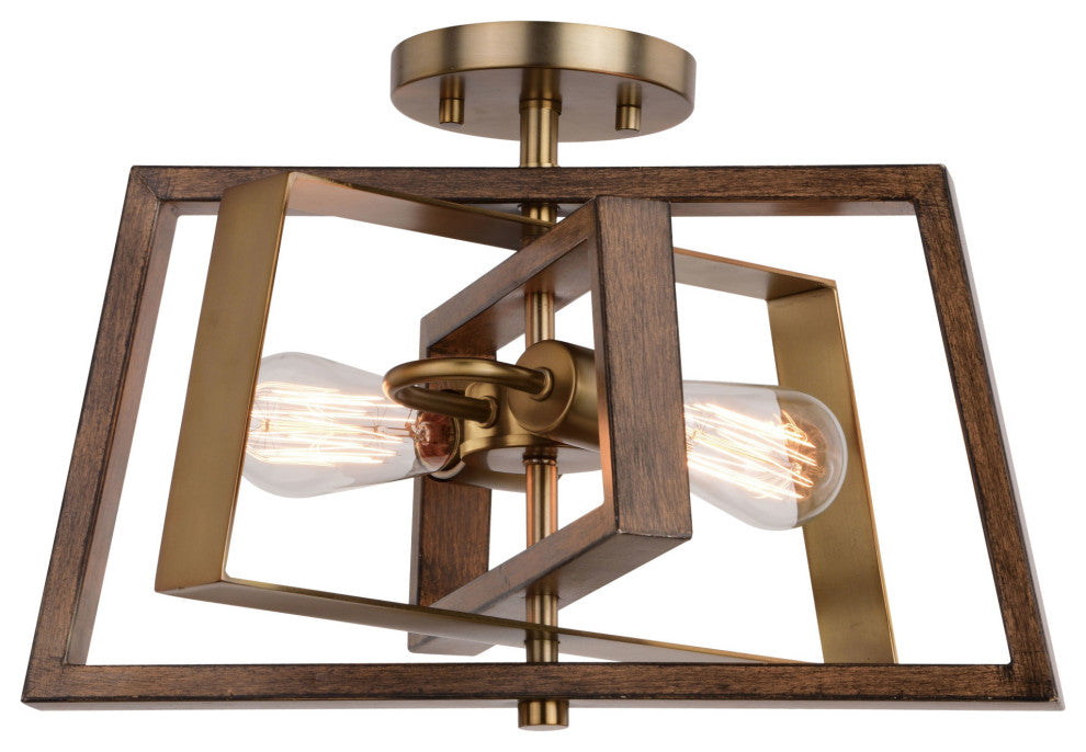 Vaxcel Lighting C0251 Dunning 2 Light 16"W Semi-Flush Ceiling - Natural Brass /