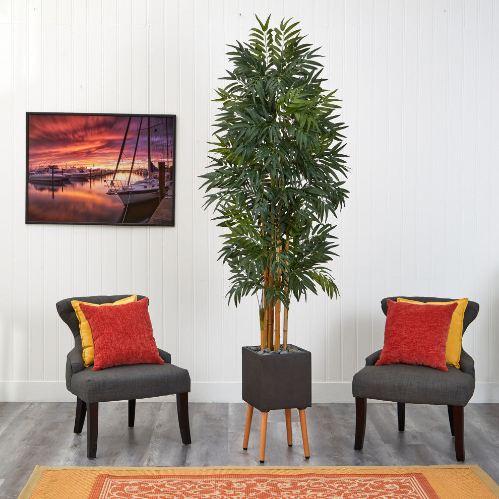 80" Phoenix Artificial Palm tree, Black Planter With Stand