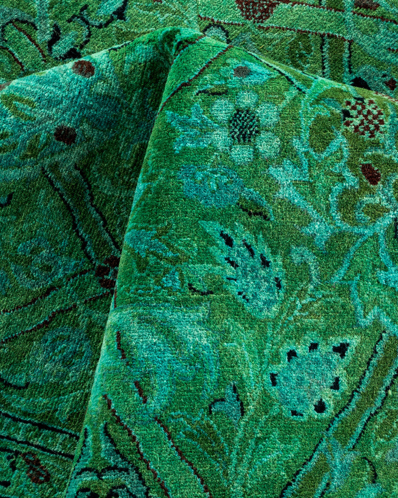 Fine Vibrance, One-of-a-Kind Hand-Knotted Area Rug Green, 5' 11" x 11' 8"