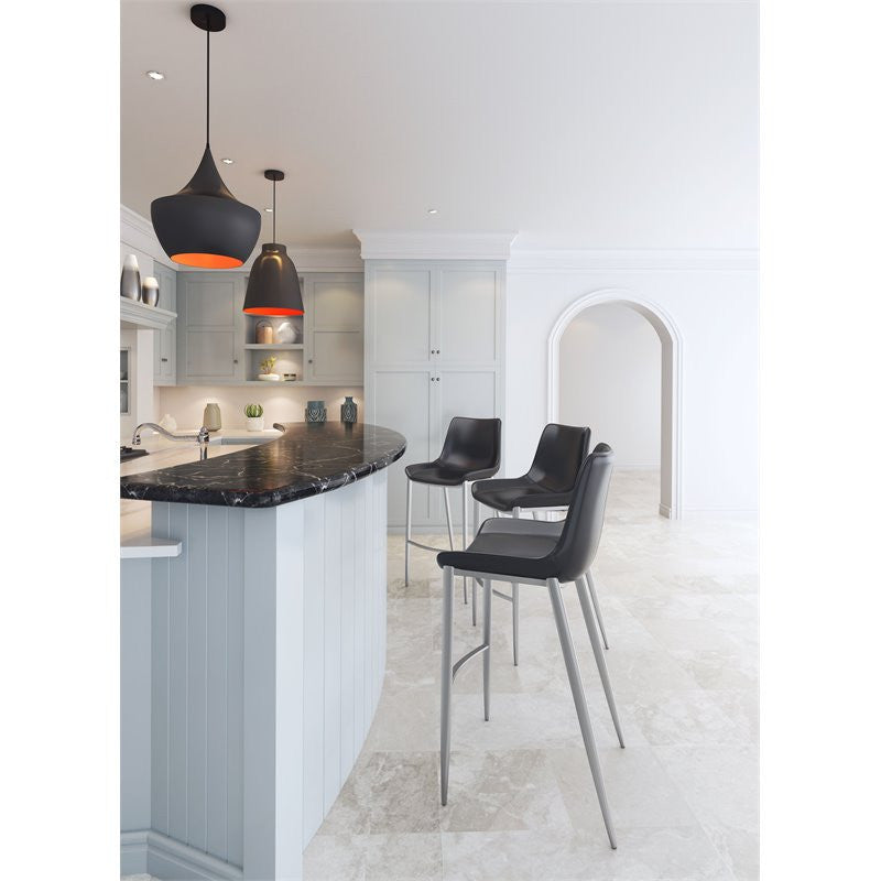 Magnus Barstool (Set of 2) Black & Silver