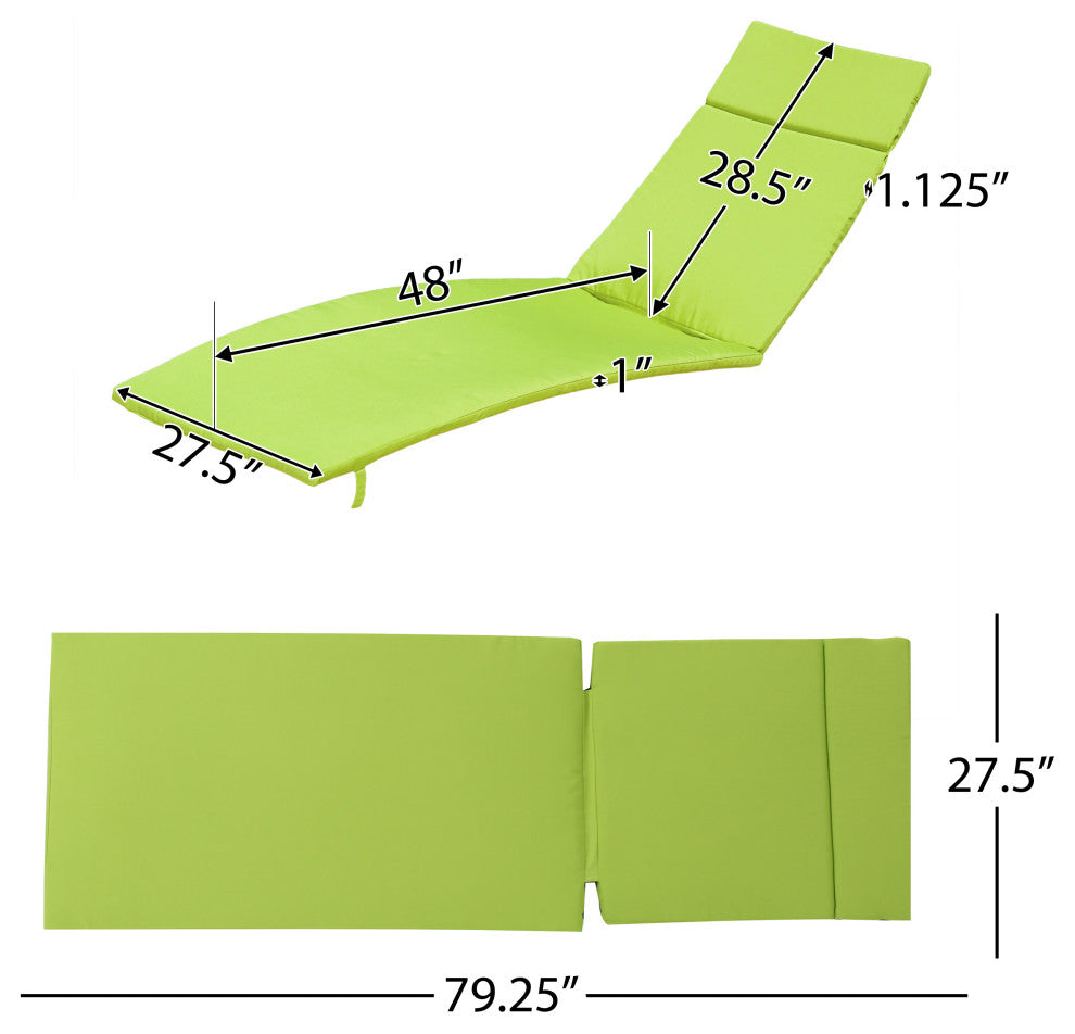 GDF Studio Albany Outdoor Chaise Lounge Cushion, Set of 2, Green