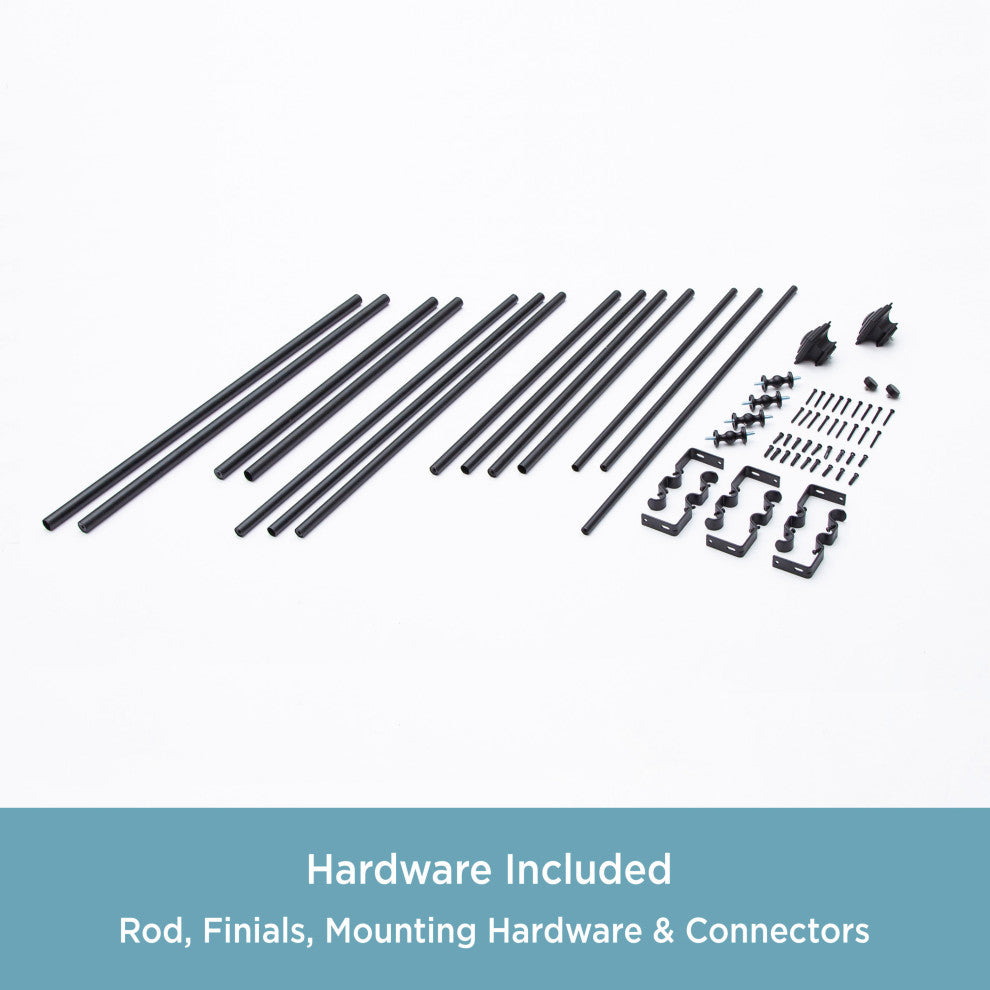 KenneyÂ® Mission 3/4" Decorative Bay Window Double Curtain Rod, Black