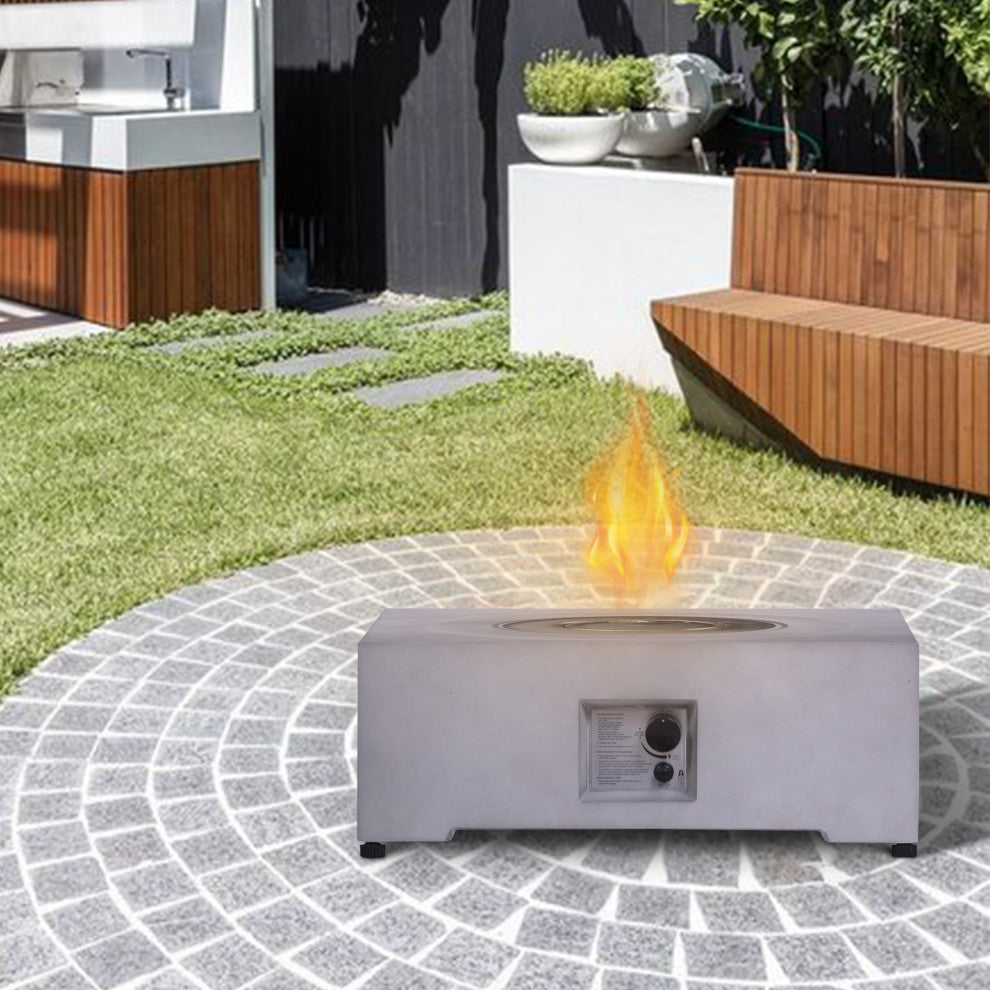 Square Faux Stone Outdoor Fire Pit with Rain Cover