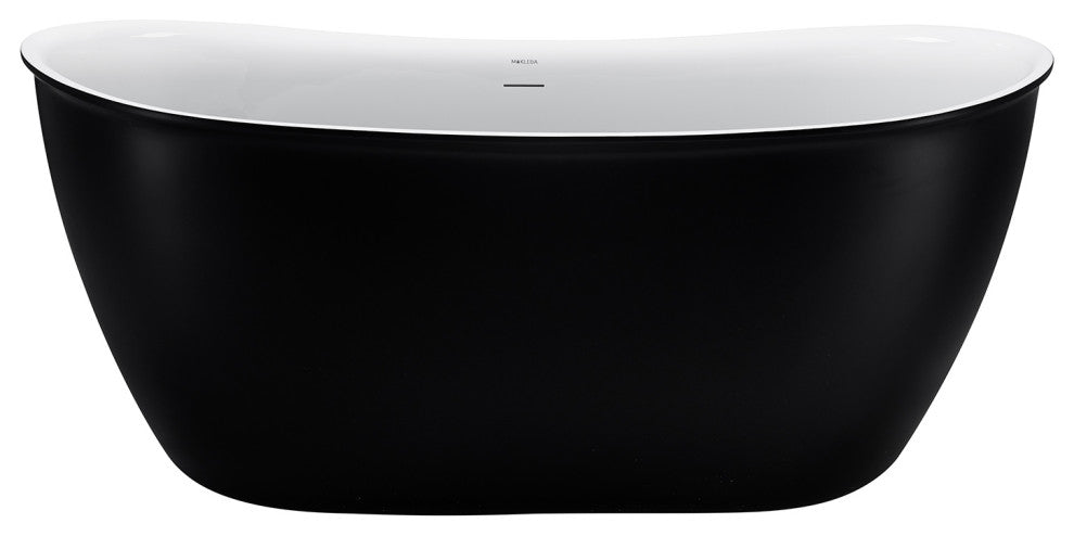 59" glossy Acrylic Flatbottom Oval Freestanding Non-Whirlpool Soaking Bath