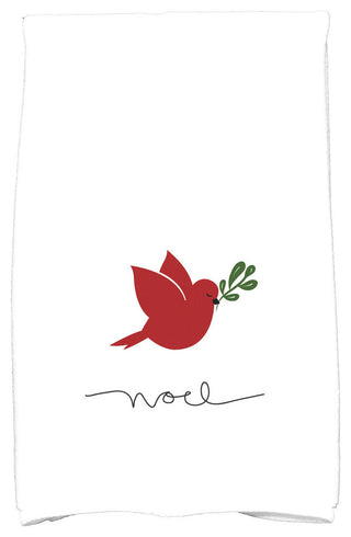 Noel Bird Holiday Animal Print Kitchen Towel, Red