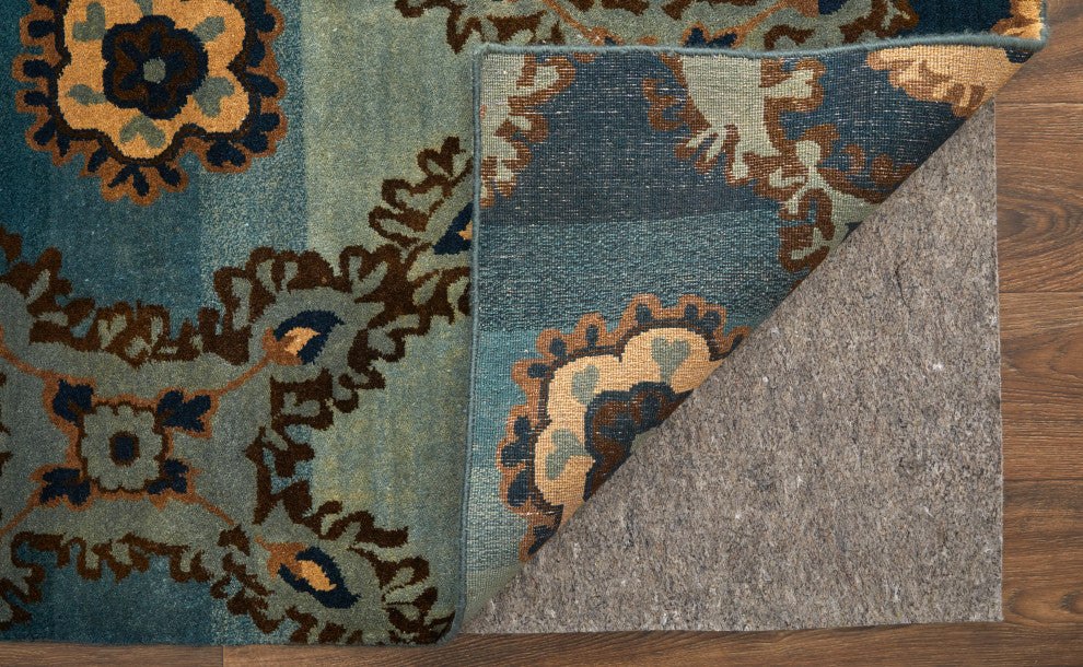 Weave & Wander Amzad Hand Knotted Gradient Wool Rug, Blue/Brown, 5'6"x8'6"