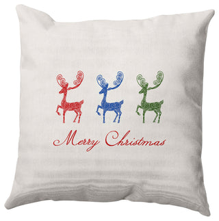 Merry Christmas Reindeer Decorative Throw Pillow, Multi-Bold, 26"x26"