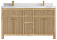 Sonoma 60 Double Bathroom Vanity in Light Natural Teak with 2" Calacatta Nuvo