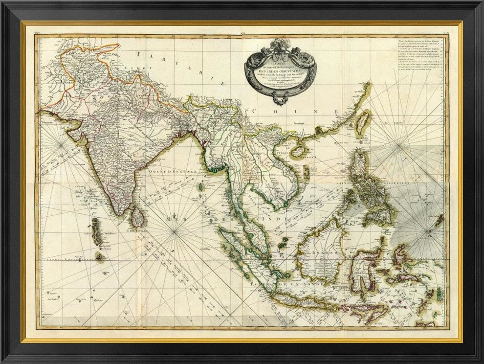 "Composite: Indes, 1771" Framed Canvas Giclee by Rigobert Bonne, 40x30"