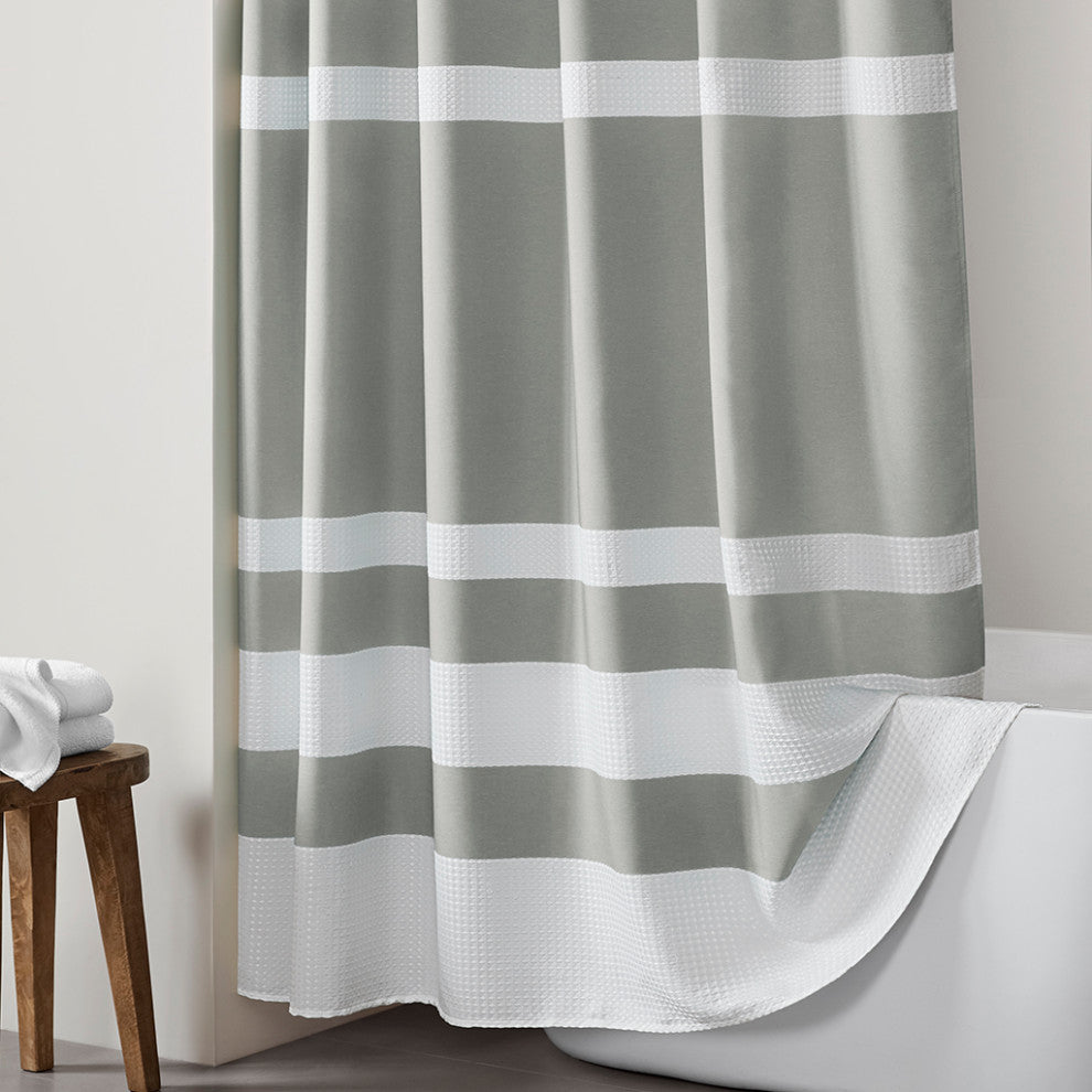 Madison Park Spa Waffle Shower Curtain With 3M Treatment