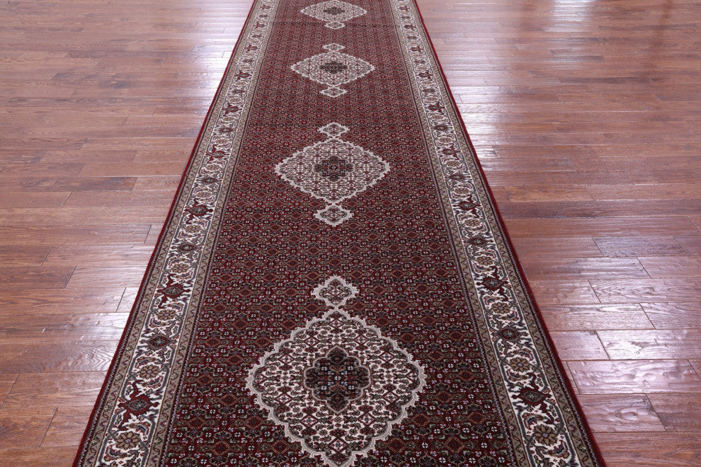 4' 3" X 20' 3" Runner Persian Tabriz Handmade Wool & Silk Rug - Q13021