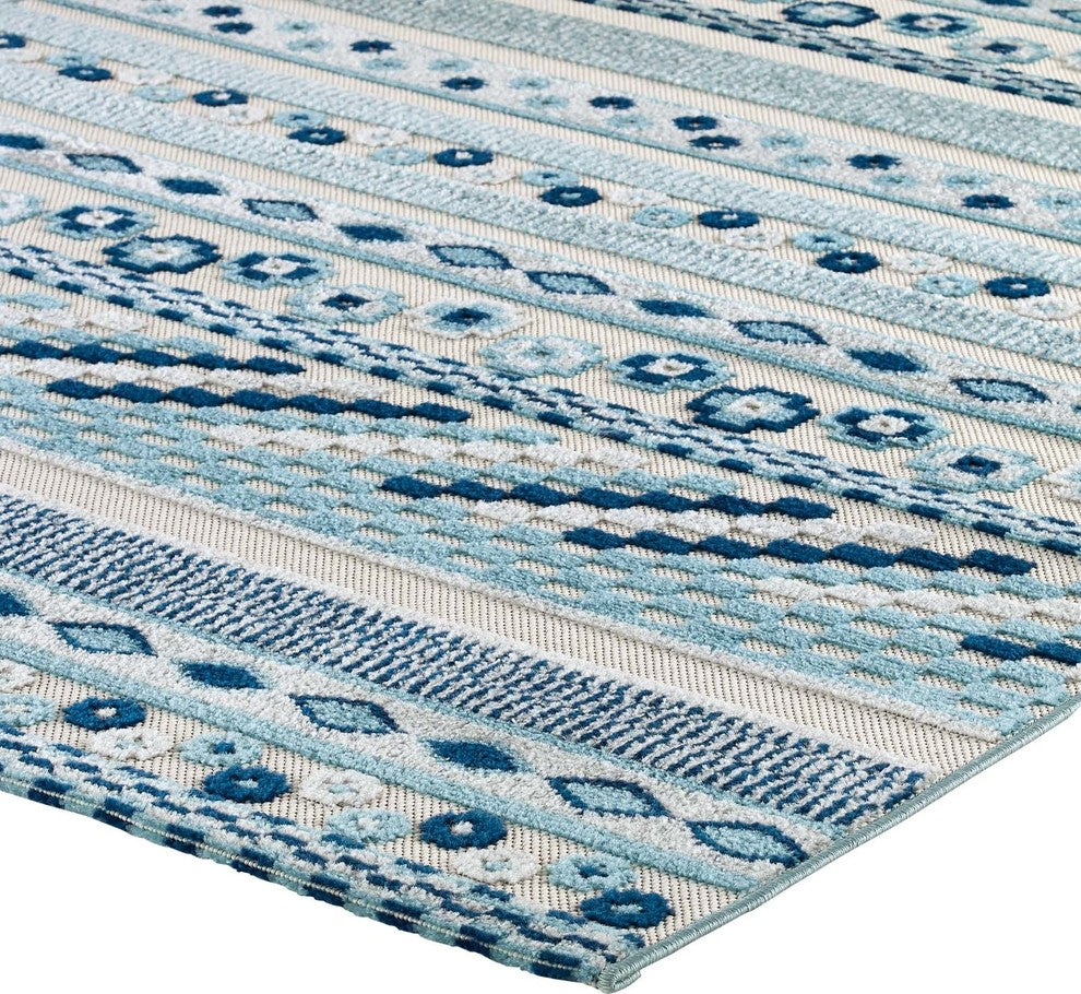 Vintage Abstract Geometric Lattice 5x8 Indoor and Outdoor Area Rug