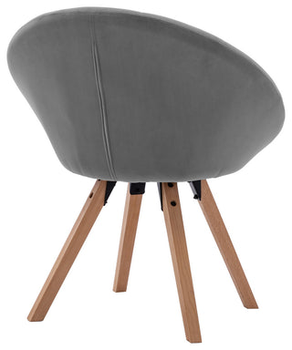 Button Tufting Splayed Wood Legs Accent Chair, Light Grey