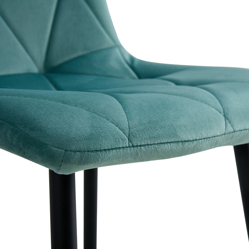 15 in.W Indoor Dining Velvet 4-Chair with Cushions and Metal Legs, Antique Blue Green