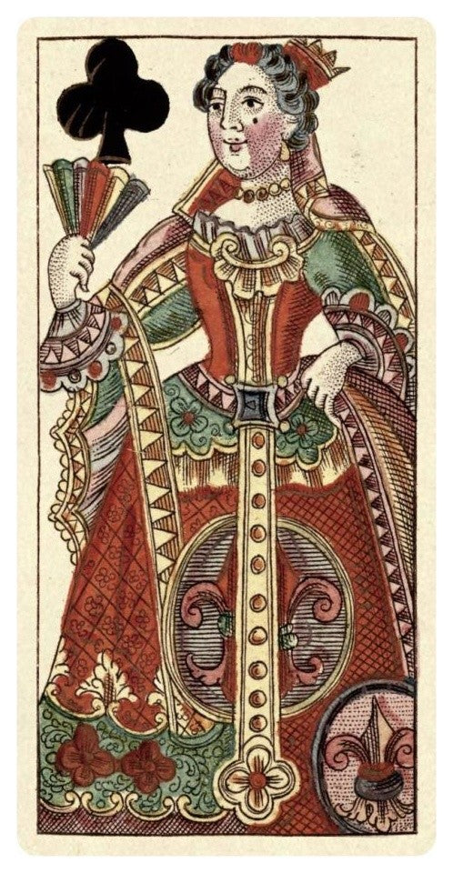 "Queen of Clubs (Bauern Hochzeit Deck)" Paper Art, 14"x26"