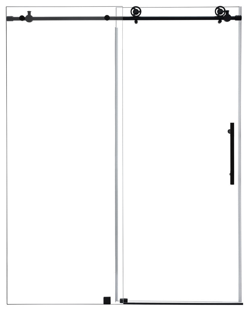 Gareth 60"Wx78"H Single Sliding Frameless Shower Door in Matte Black