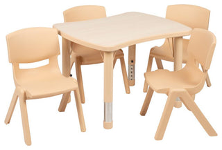 21.875"x26.625" Adjustable Rectangular Plastic Table Set, Natural