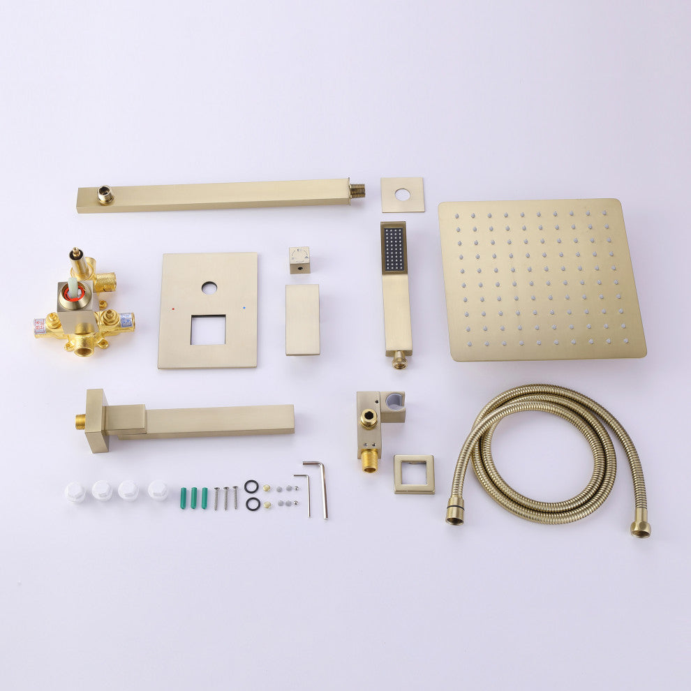Pressure Balanced Water-Saving 3-Function Rain Shower System with Rough-in Valve