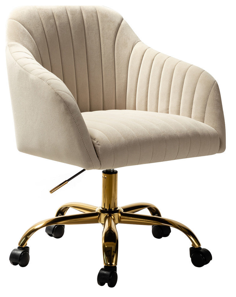 Swivel Rolling Task Chair With Tufted Back, Tan