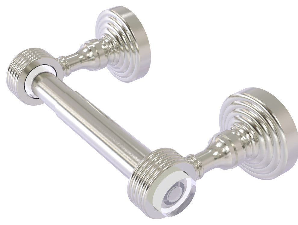 Pacific Grove 2-Post Toilet Paper Holder with Groovy Accents, Satin Nickel