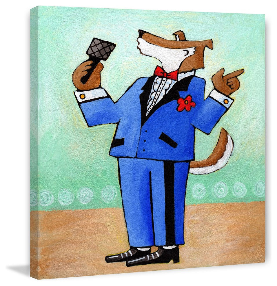 "Give a Dog a Microphone" by Janet Nelson Print Wrapped Canvas, 32x32