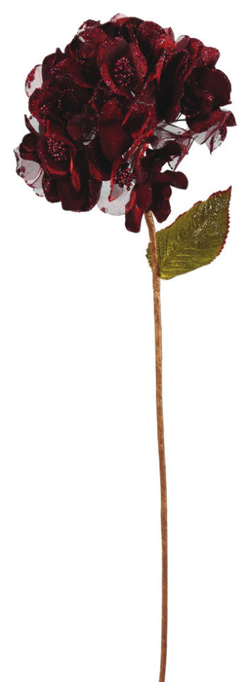 Vickerman O146705 29" Burgundy Velvet Hydrangea Artificial Christmas Pick