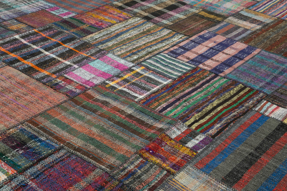 Rug N Carpet - Handmade Turkish 10' 9'' x 13' 3'' Tribal Patchwork Kilim Rug