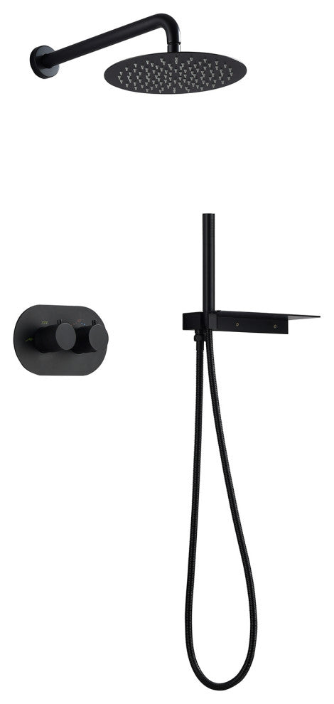 Thermostatic Rain Shower System with Hand Shower-Includes Rough-in Valve
