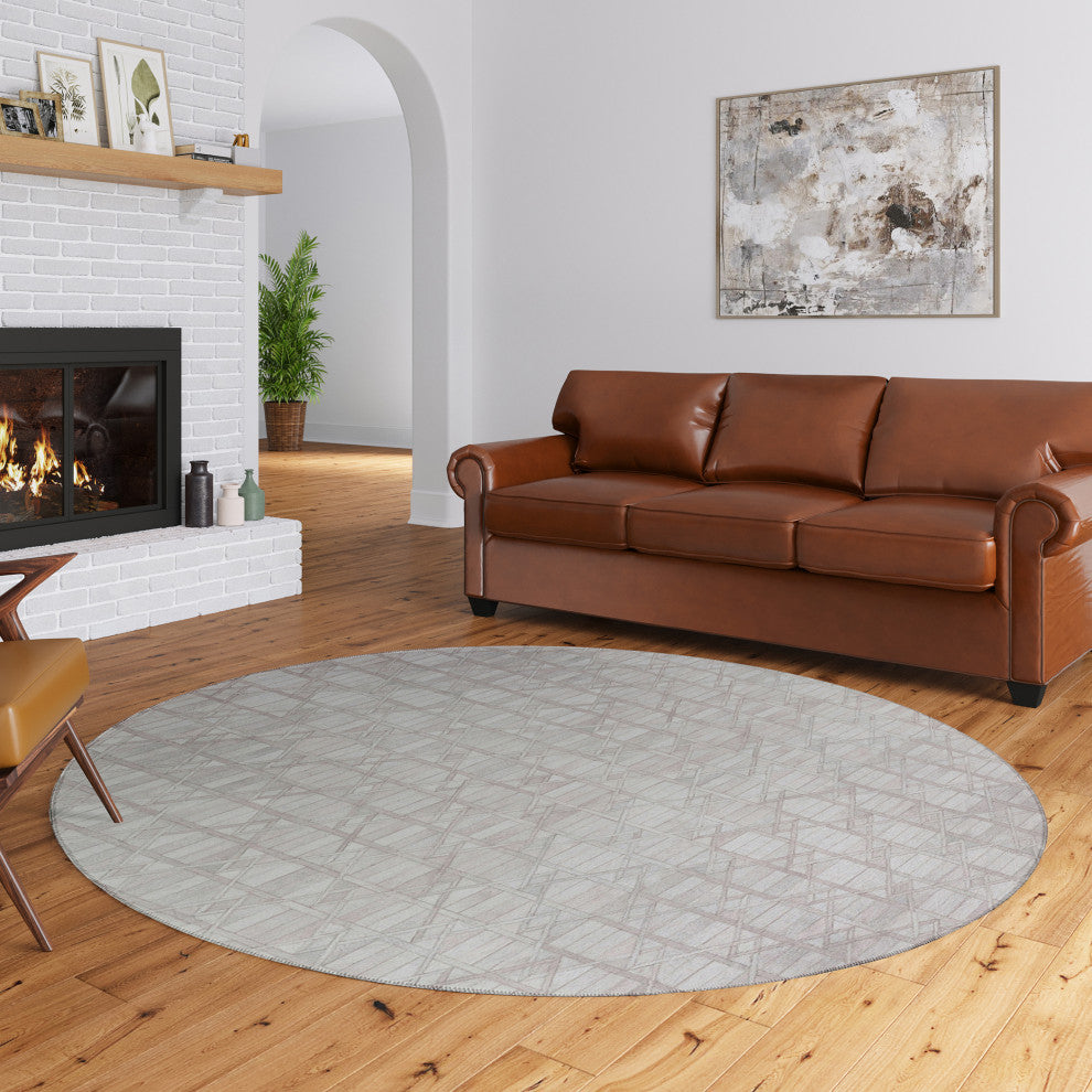 Indoor/Outdoor Stetson SS4 Linen Machine Washable 10' x 10' Round Rug