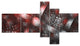 Crystal Cell Red Steel Texture, Abstract Canvas Art Print, 60"x32", 5 panels