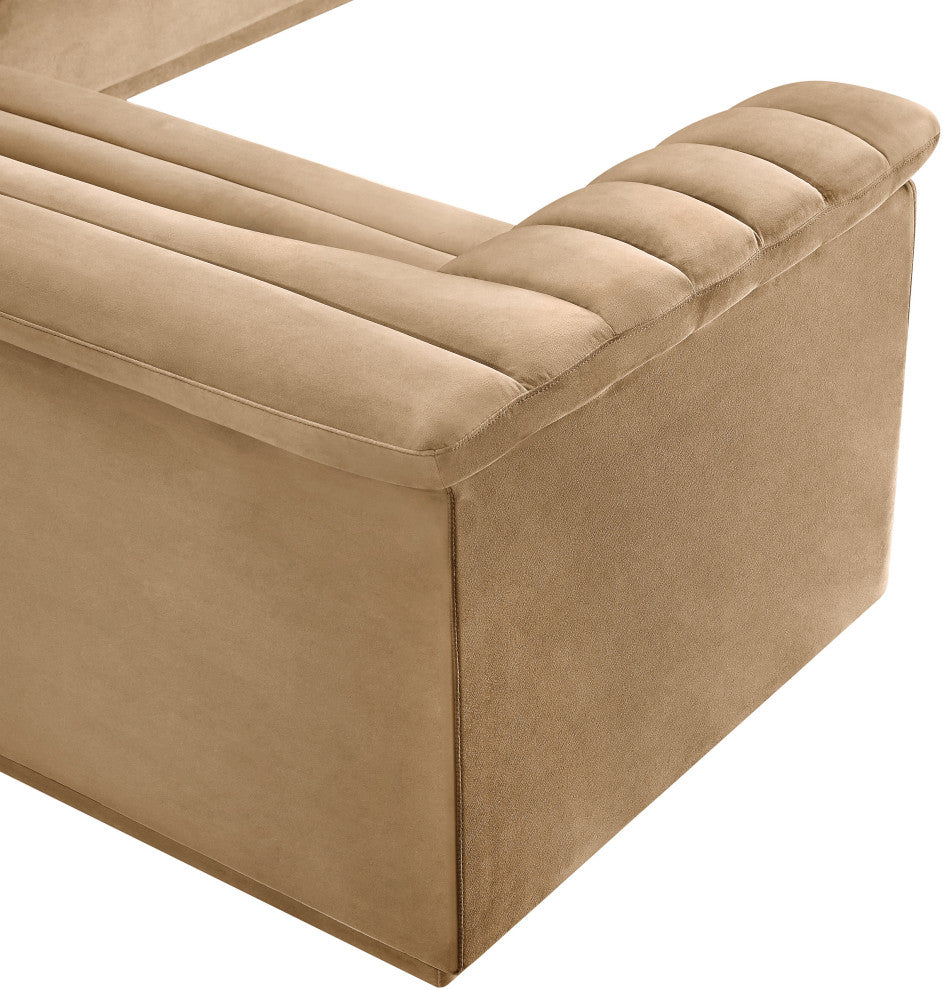 Cascade Upholstered Modular Sofa, Camel, Velvet, Corner Sectional