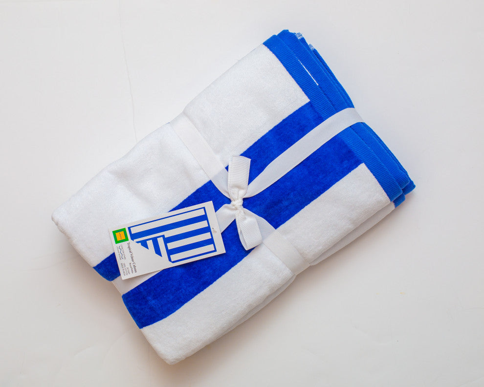 Tropical Cabana 100% Cotton Beach Towel, Set of 2, Royal