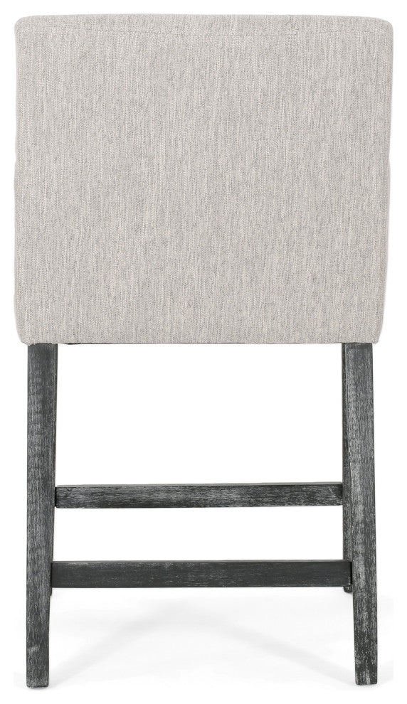 Chaparral Contemporary Fabric Upholstered Wood 26" Counter Stools, Set of 2, Light Gray/Gray