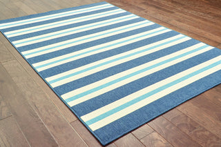 Oriental Weavers Meridian Blue/Ivory Stripe Indoor/Outdoor Rug 7'10"X10'10"