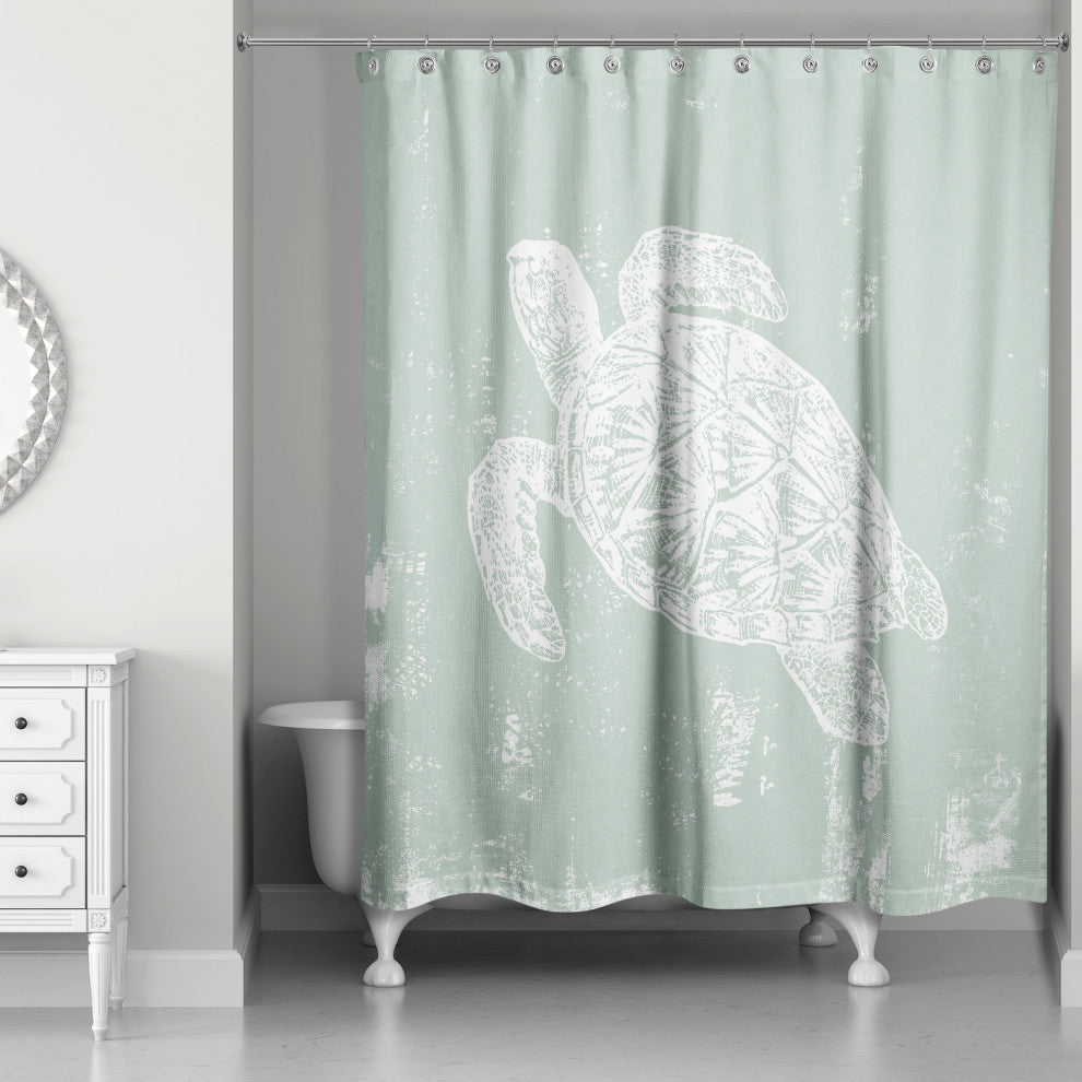 Sea Turtle Stamp 4 71x74 Shower Curtain