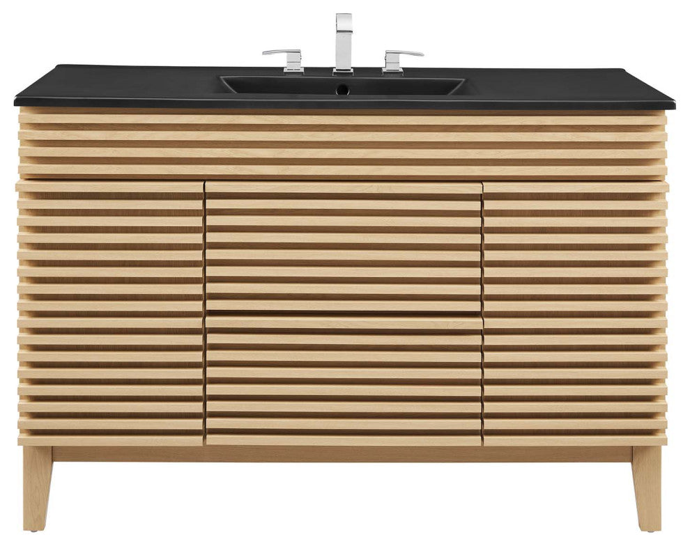 Render 48" Single Sink Bathroom Vanity, Oak Black