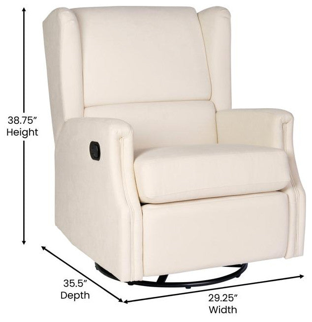 Omma Swivel Wingback Recliner Glider Rocker Recliner, Cream
