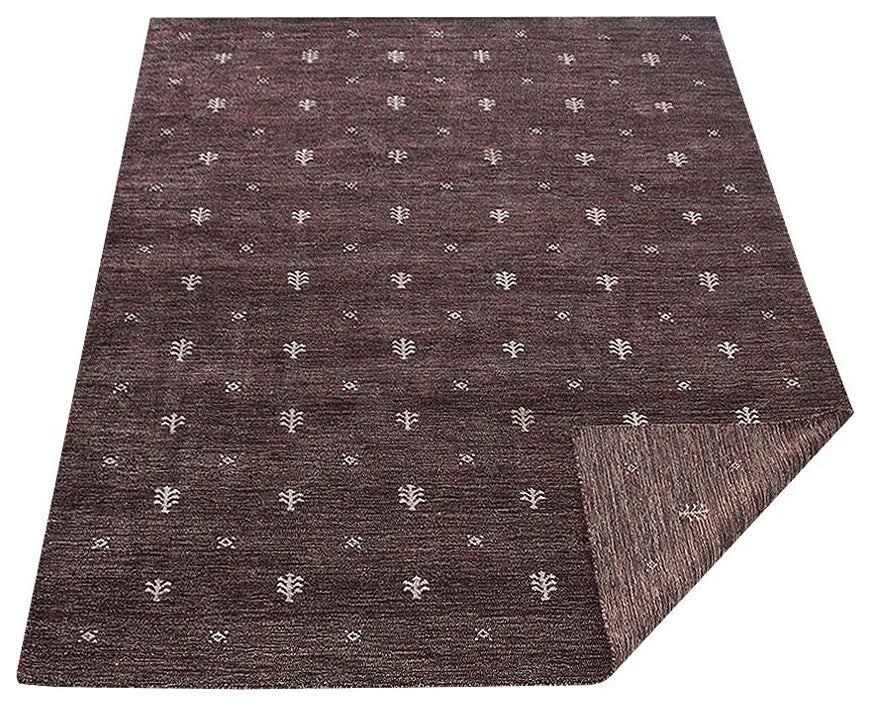 HAND KNOTTED LOOM SILK ECO-FRIENDLY RUG-9'x12',Rectangle,Brown White,Contemporar