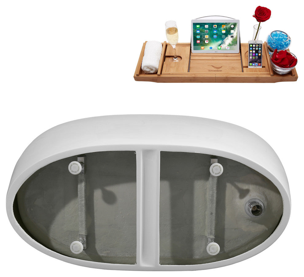 51" Streamline B-252-42-WH Freestanding Tub, Tray & Drain, Glossy White